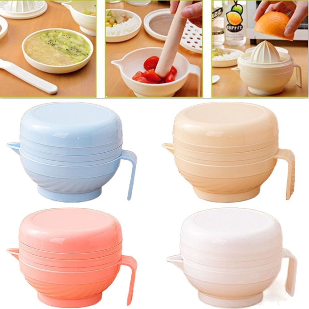 Baby Food Grinding Bowl - 7Pcs Portable Food Grinding Bowl Set