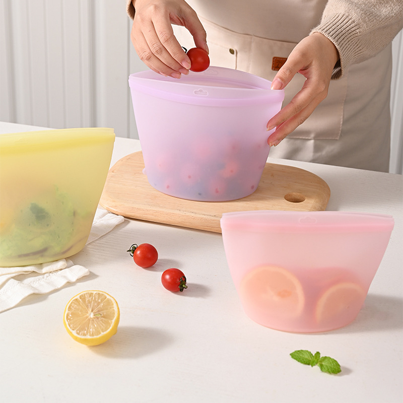 Food Pouch Reusable - Self-Sealing Silicone Storage Bag Food Storage