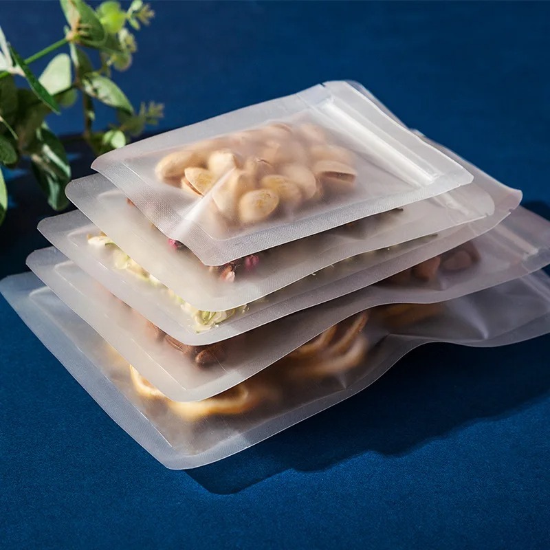 Food Pouch Reusable - Frosted Clear Ziplock Bag Food Storage