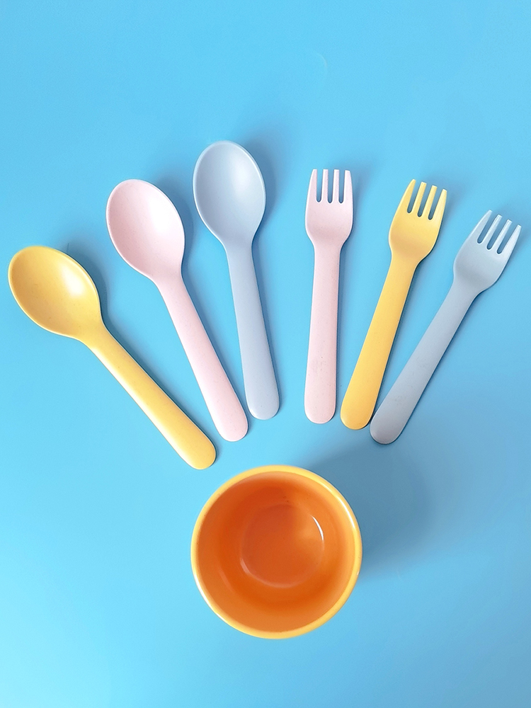 Baby Food In Restaurant - Bamboo Fiber Fork Spoon Baby Auxiliary