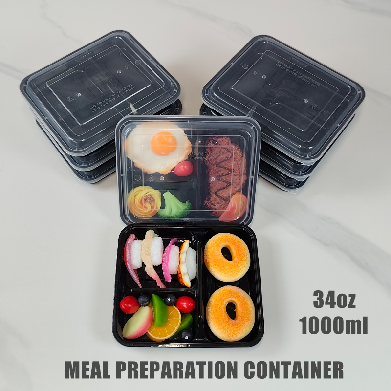 Snack Container Travel - 3-Compartment 34 Oz/1000 Ml, 12/35 Pieces,