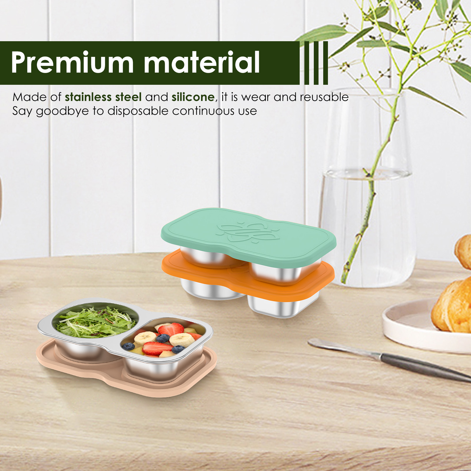 3Pcs 150ml Double Compartment  - Snack Container Travel recension och pris