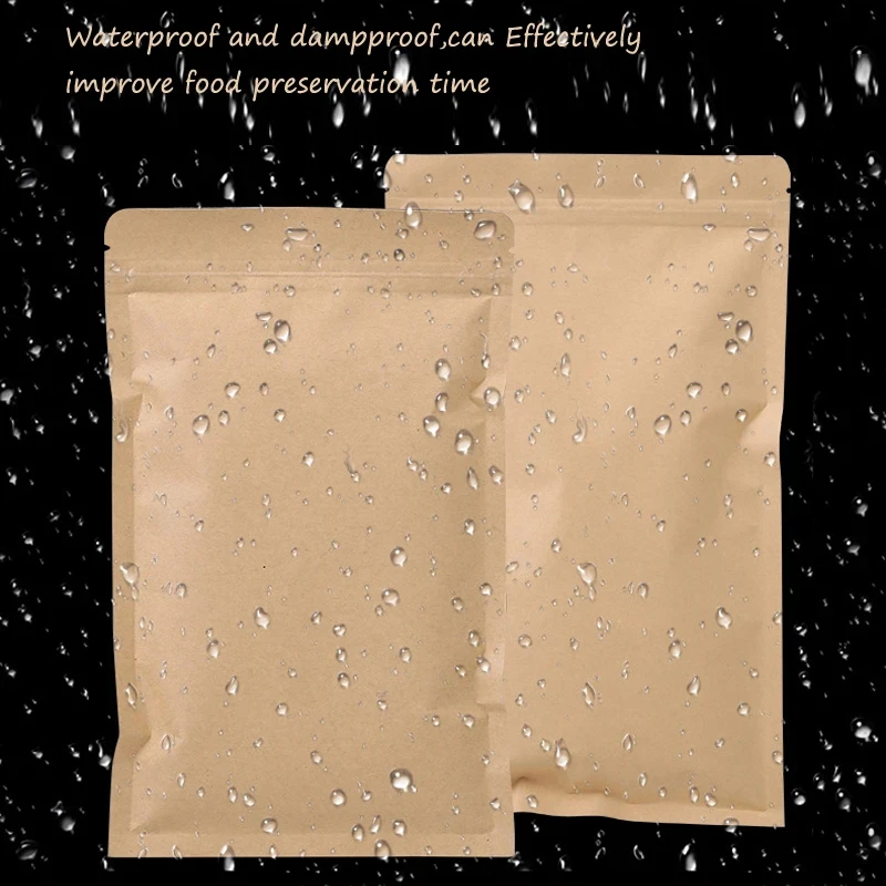 100PCS Brown Kraft Paper Zippe - Food Pouch Reusable recension och pris