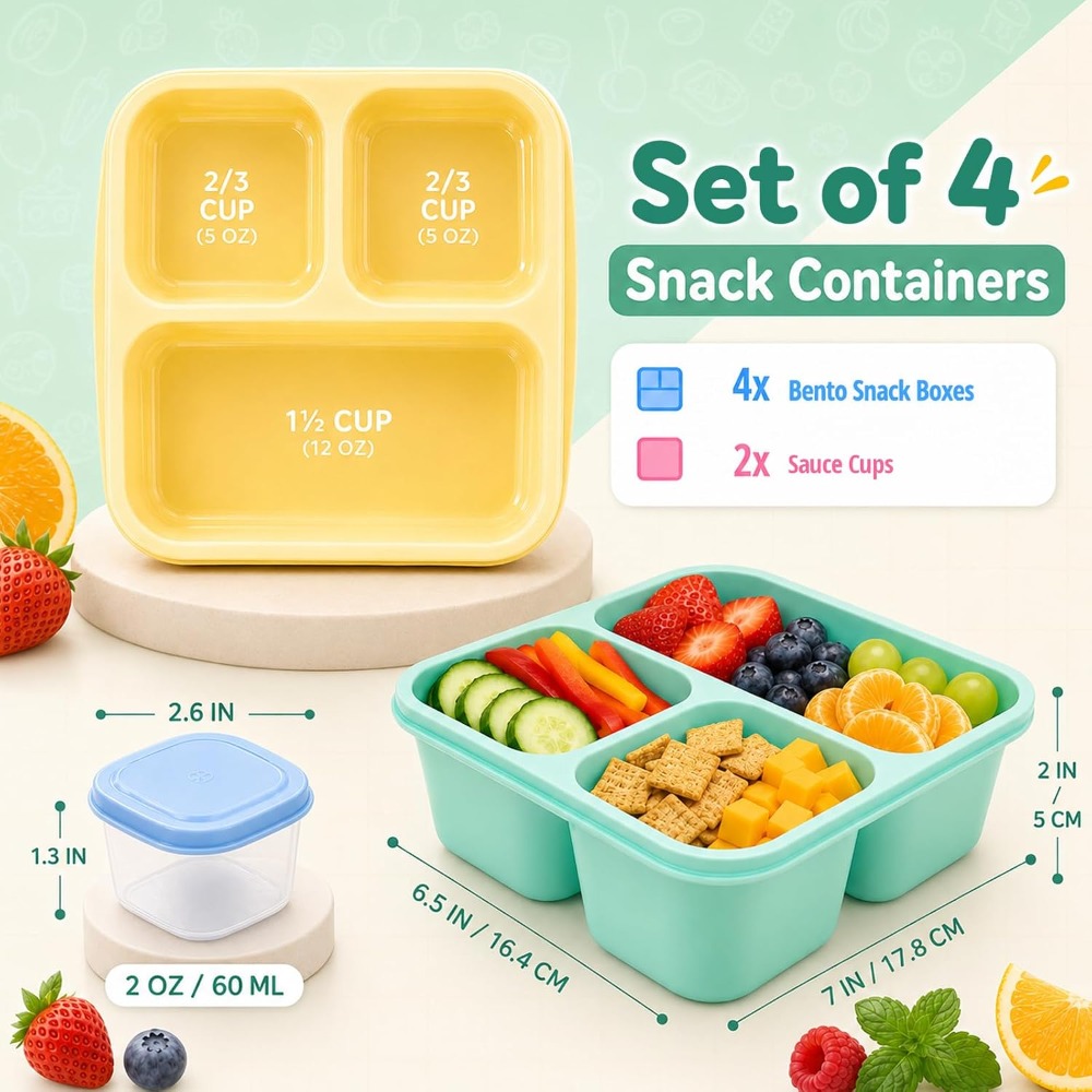 3 Compartment Bento Box Snack  - Snack Container Travel recension och pris