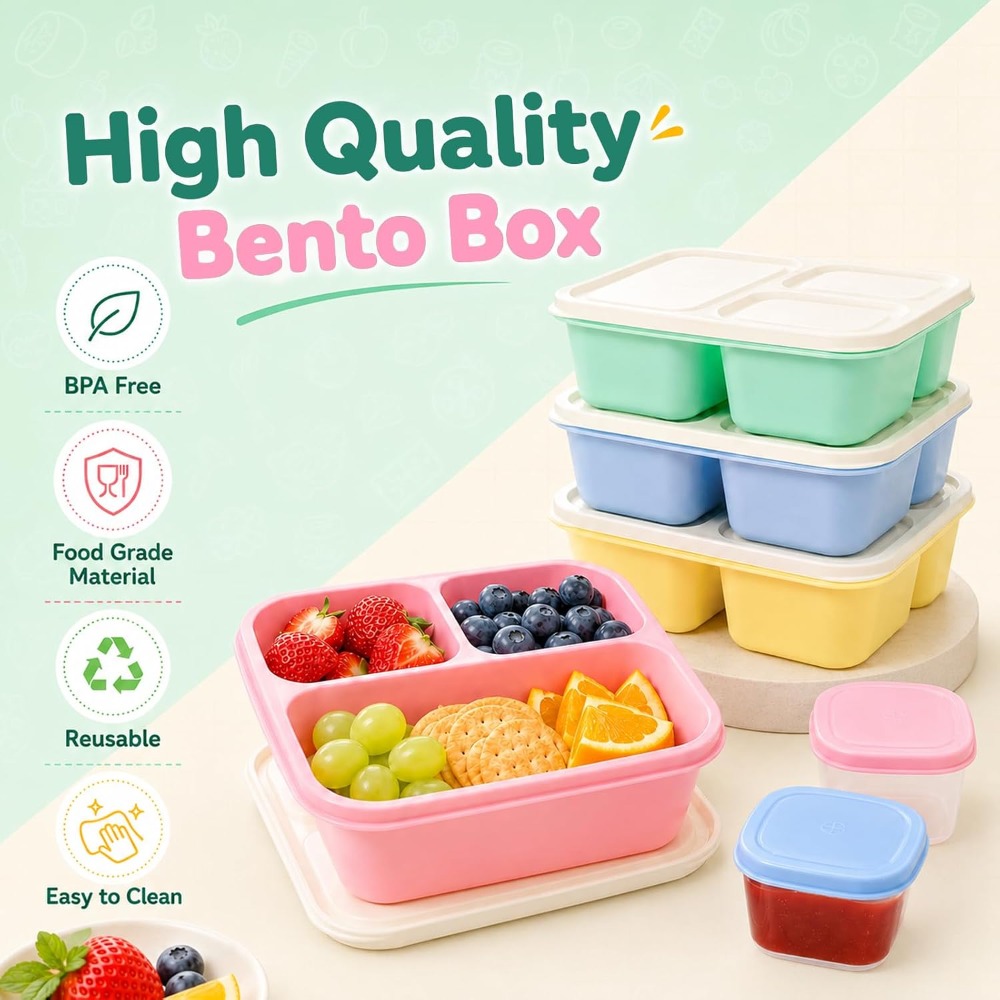 3 Compartment Bento Box Snack  - Snack Container Travel recension och pris