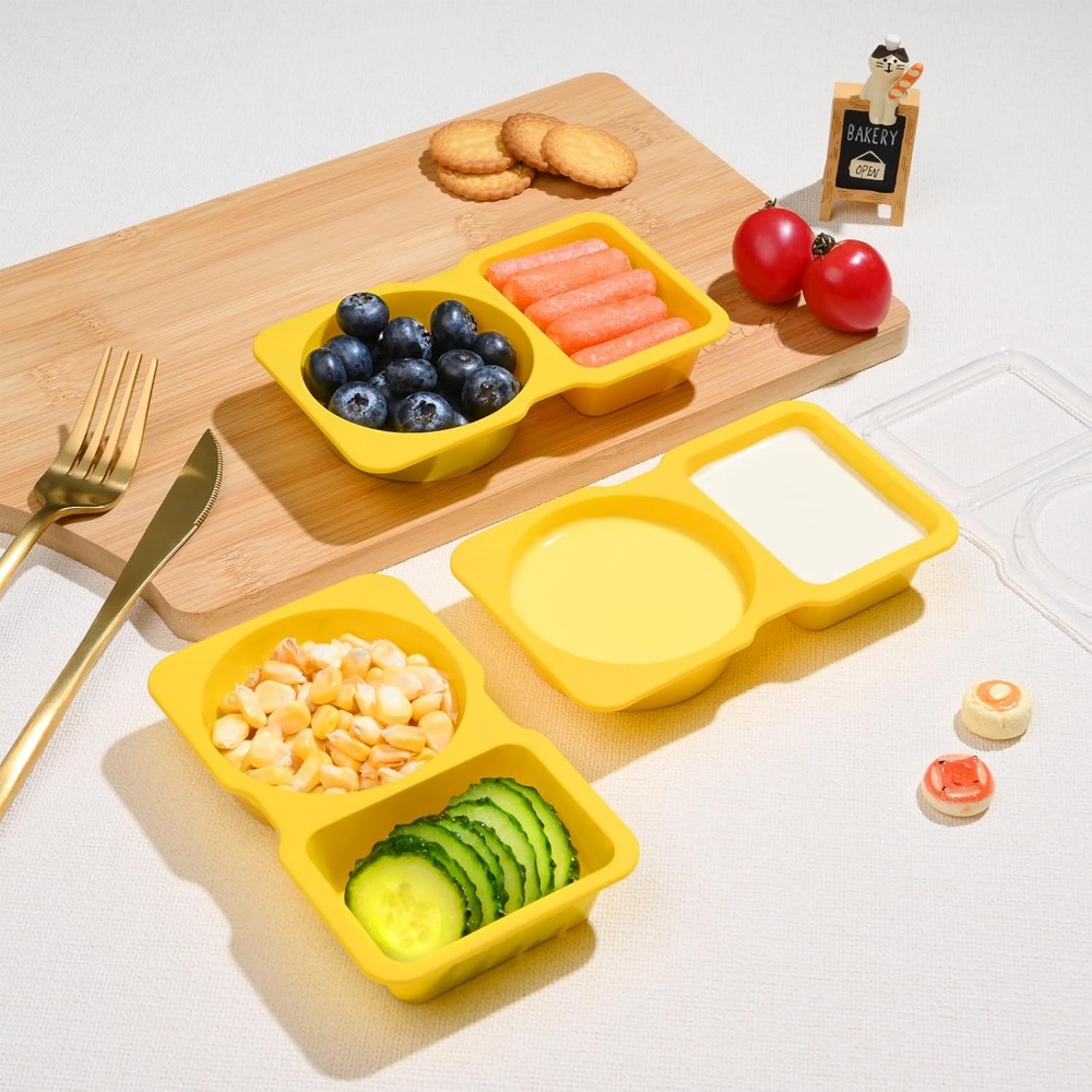 2 Compartment Disposable Plast - Snack Container Travel recension och pris
