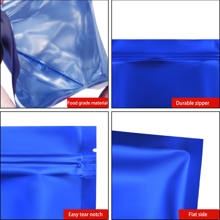 100pcs Matte Blue Foil Zipper  - Food Pouch Reusable recension och pris