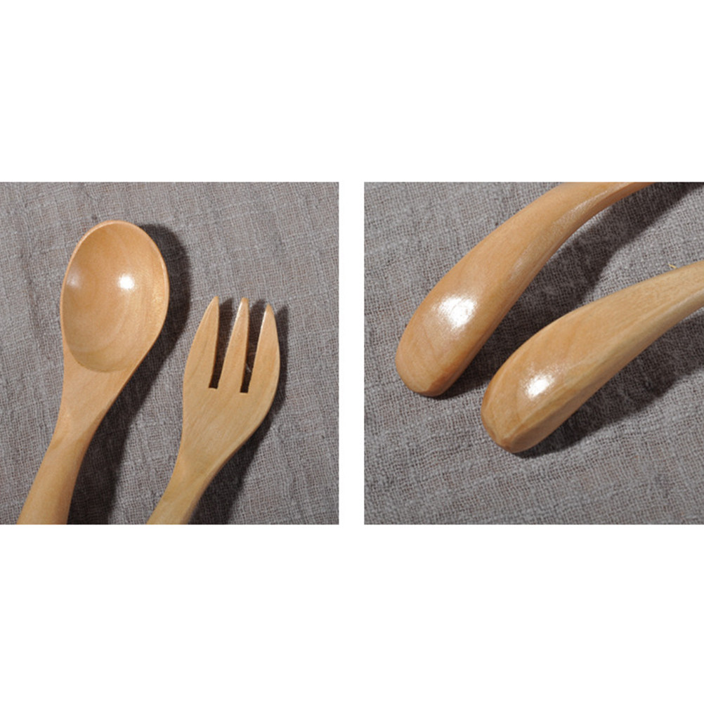 2Pcs Kids Wooden Spoon Fork Se - Baby Food In Restaurant recension och pris
