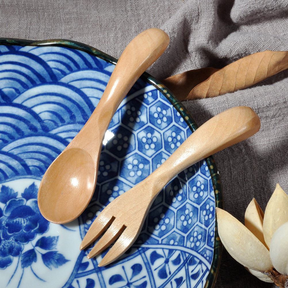 2Pcs Kids Wooden Spoon Fork Se - Baby Food In Restaurant recension och pris